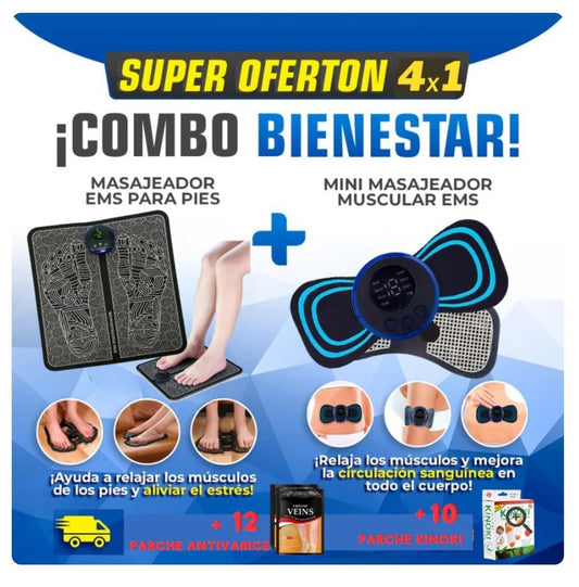 Combo MASAJEADOR Relajante🎁+ 10 Parches KINOMI + Parche anti varices